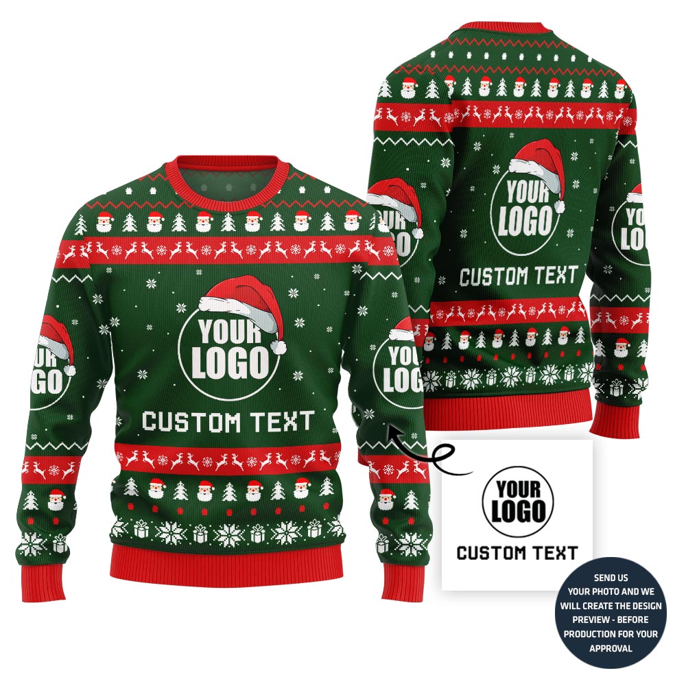 Custom Logo And Text Santa Christmas Sweater