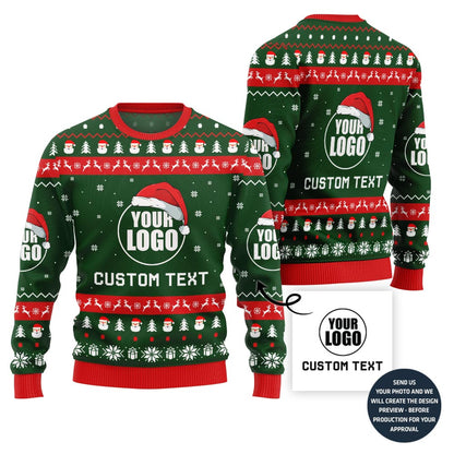 Custom Logo And Text Santa Christmas Sweater