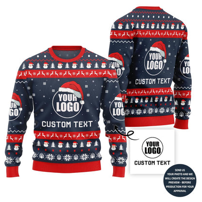 Custom Logo And Text Santa Christmas Sweater