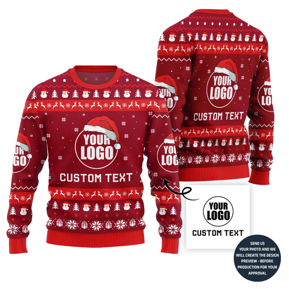 Custom Logo And Text Santa Christmas Sweater