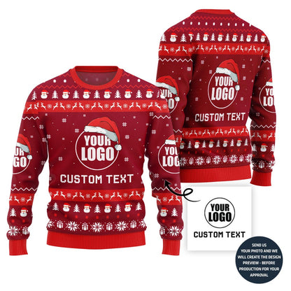 Custom Logo And Text Santa Christmas Sweater