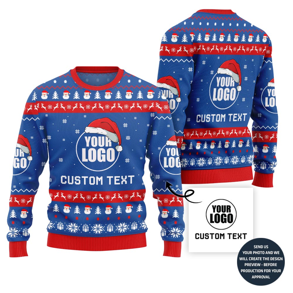Custom Logo And Text Santa Christmas Sweater
