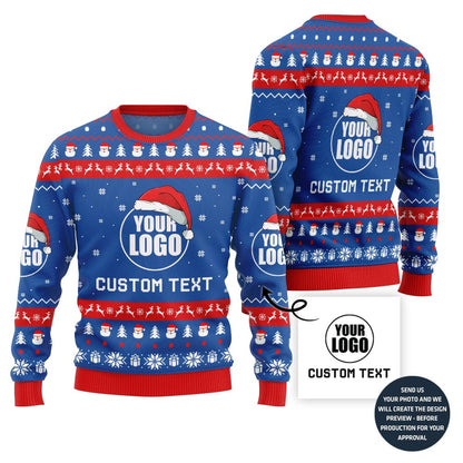 Custom Logo And Text Santa Christmas Sweater