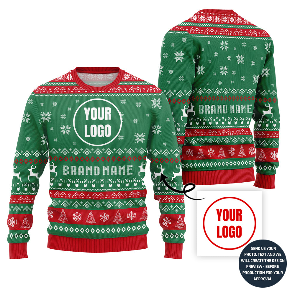 Custom Logo Christmas Vibe Red Green Ugly Sweater