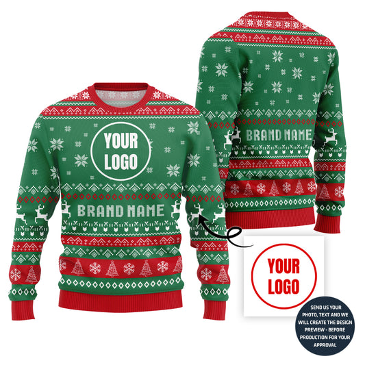 Custom Logo Christmas Vibe Red Green Ugly Sweater