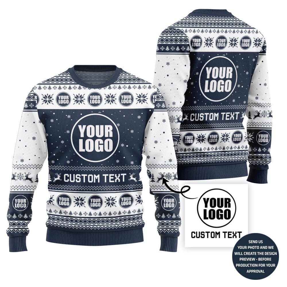 Custom Text And Logo For Entrepreneur Ugly Christmas Sweater