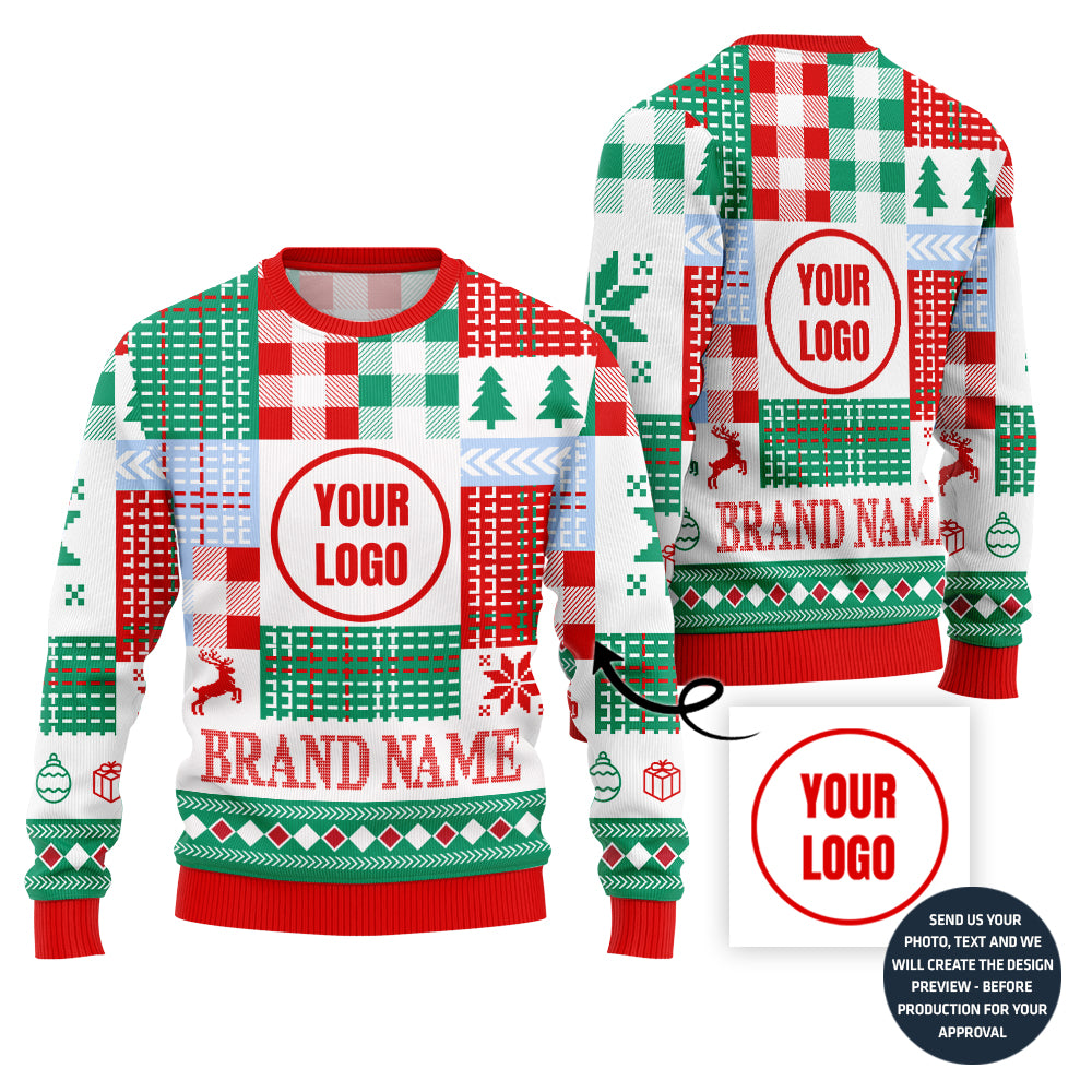 Christmas Colorful Custom Logo Ugly Sweater