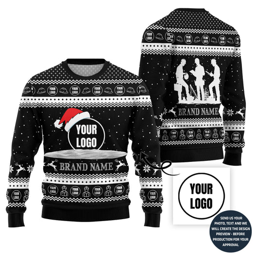 Custom Logo For Company Construction Industry Ugly Christmas Sweater