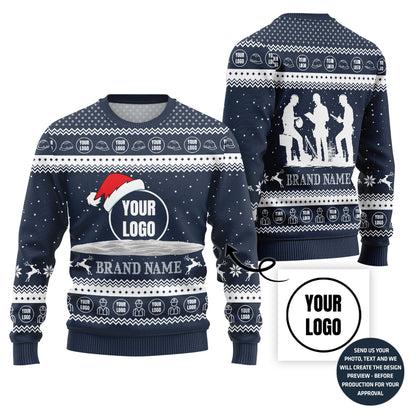 Custom Logo For Company Construction Industry Ugly Christmas Sweater