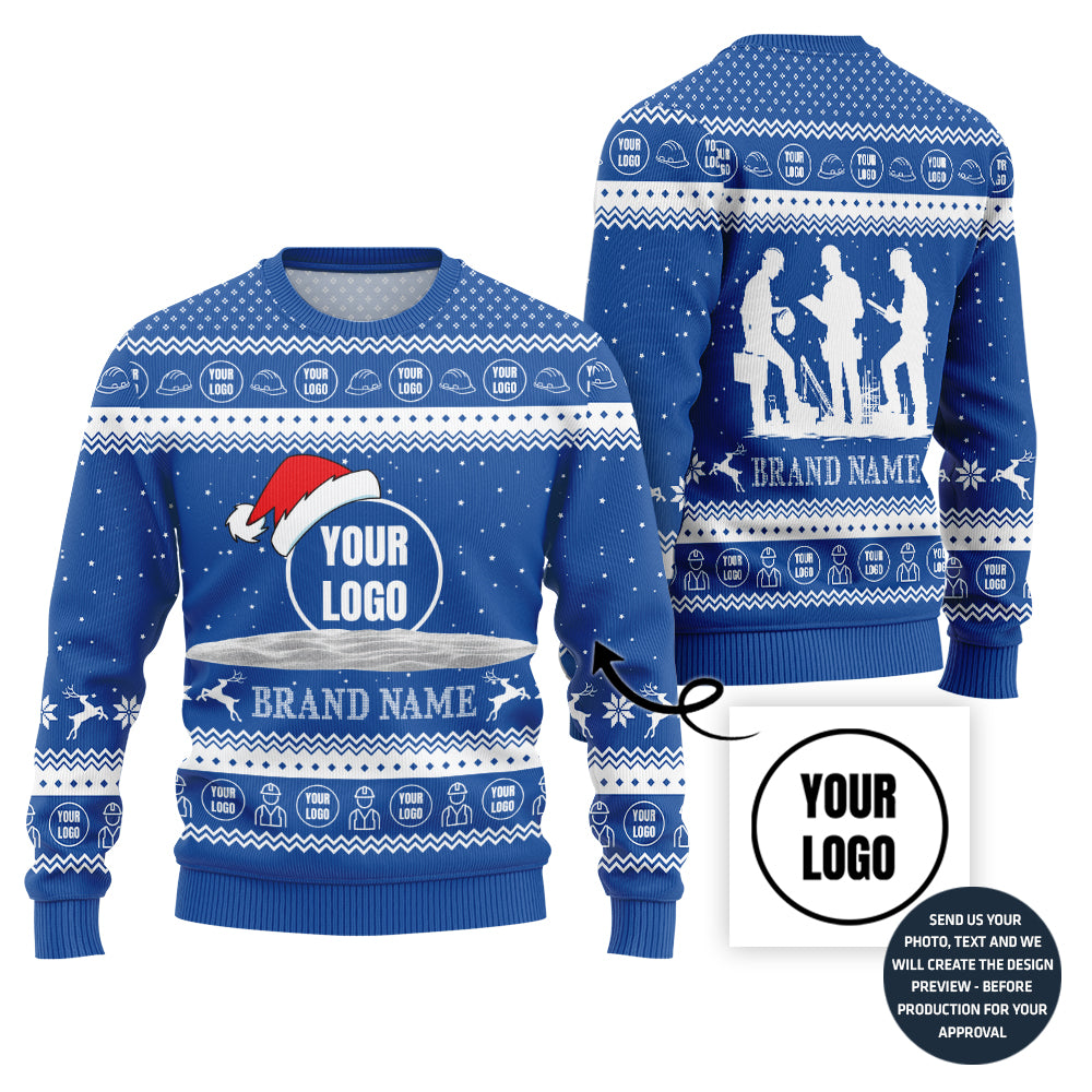 Custom Logo For Company Construction Industry Ugly Christmas Sweater