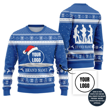 Custom Logo For Company Construction Industry Ugly Christmas Sweater