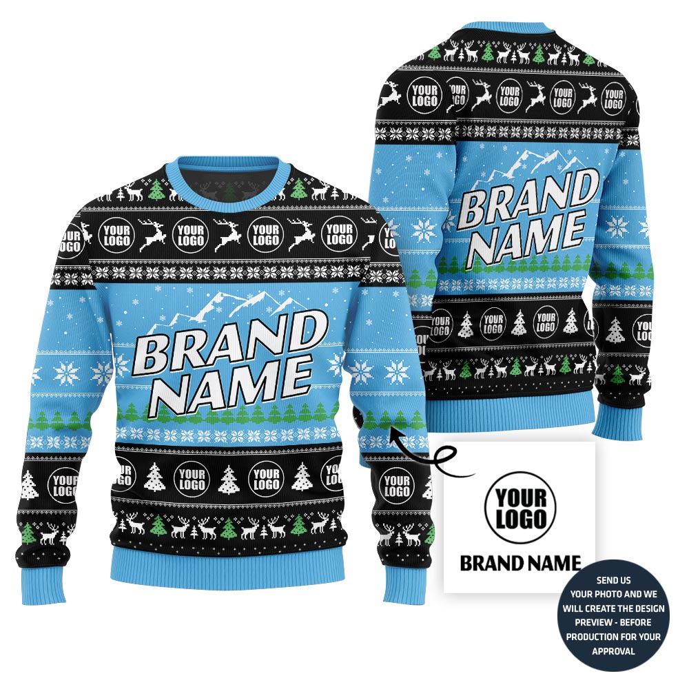 Customize Brand Name Center Ugly Christmas Sweater