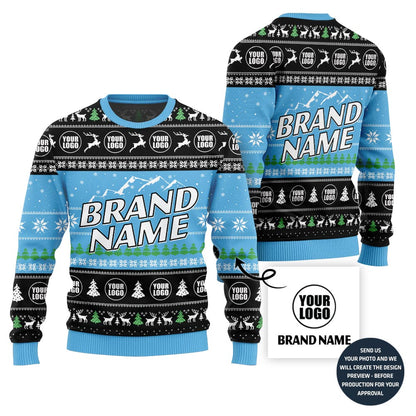 Customize Brand Name Center Ugly Christmas Sweater
