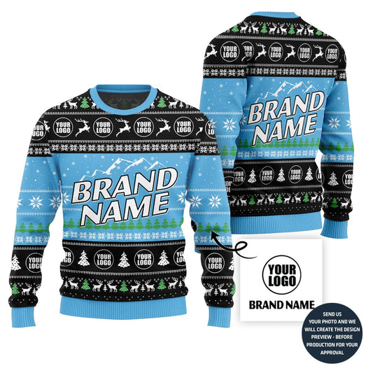 Customize Brand Name Center Ugly Christmas Sweater