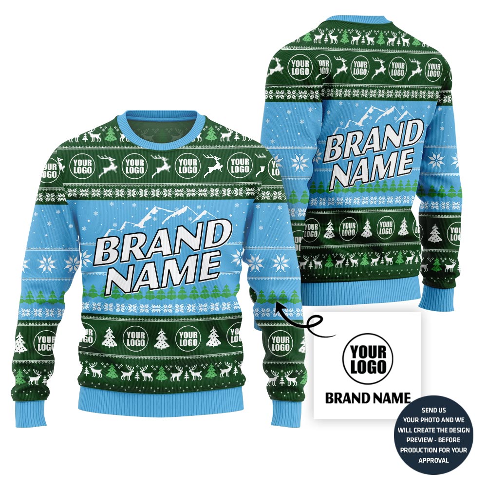 Customize Brand Name Center Ugly Christmas Sweater
