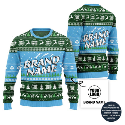 Customize Brand Name Center Ugly Christmas Sweater