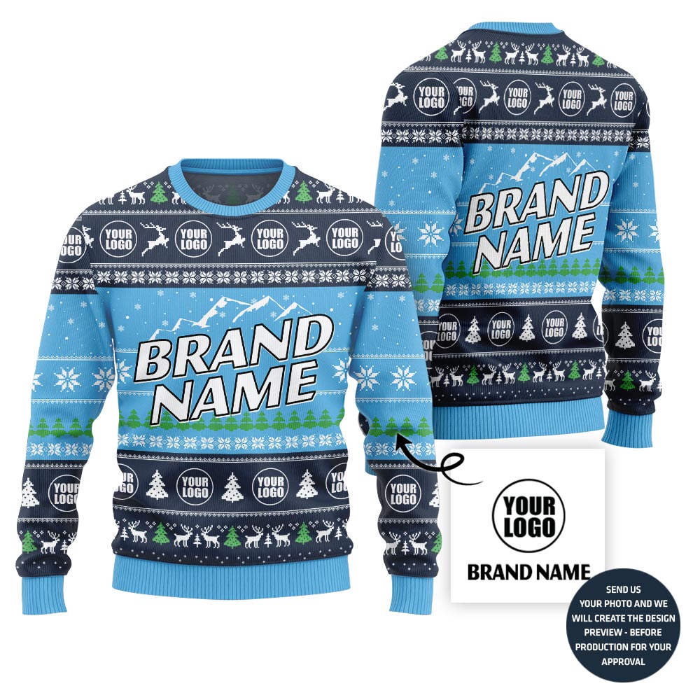 Customize Brand Name Center Ugly Christmas Sweater