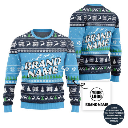 Customize Brand Name Center Ugly Christmas Sweater