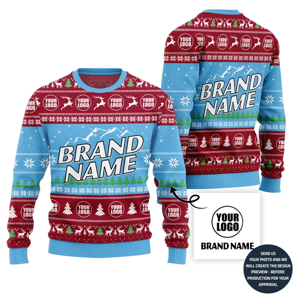 Customize Brand Name Center Ugly Christmas Sweater