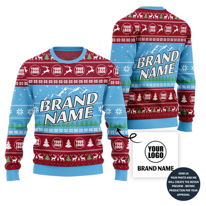 Customize Brand Name Center Ugly Christmas Sweater