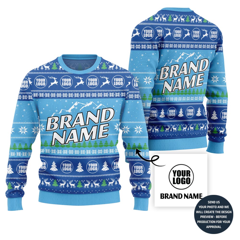 Customize Brand Name Center Ugly Christmas Sweater