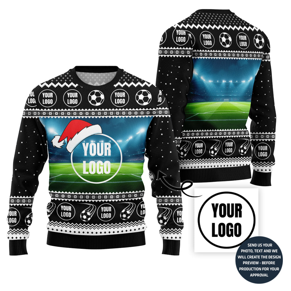 Custom Logo Soccer Team Ugly Christmas Sweater