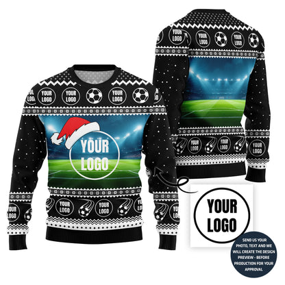 Custom Logo Soccer Team Ugly Christmas Sweater