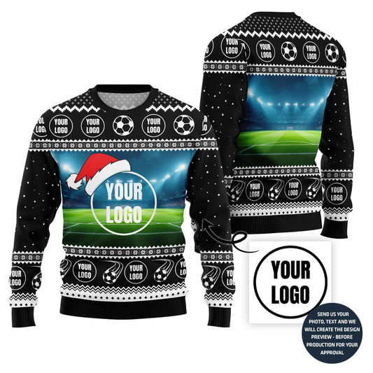 Custom Logo Soccer Team Ugly Christmas Sweater