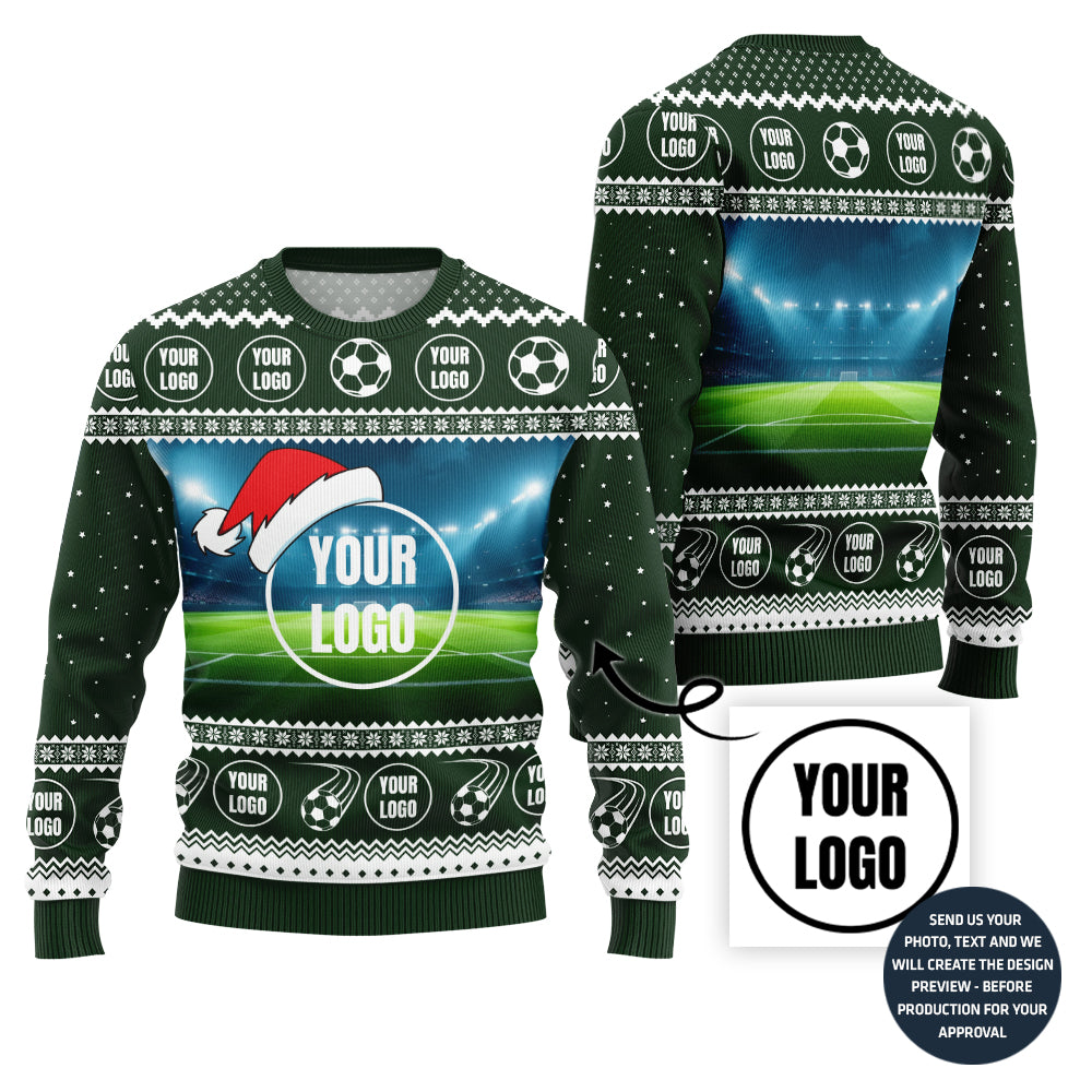 Custom Logo Soccer Team Ugly Christmas Sweater