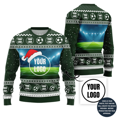 Custom Logo Soccer Team Ugly Christmas Sweater