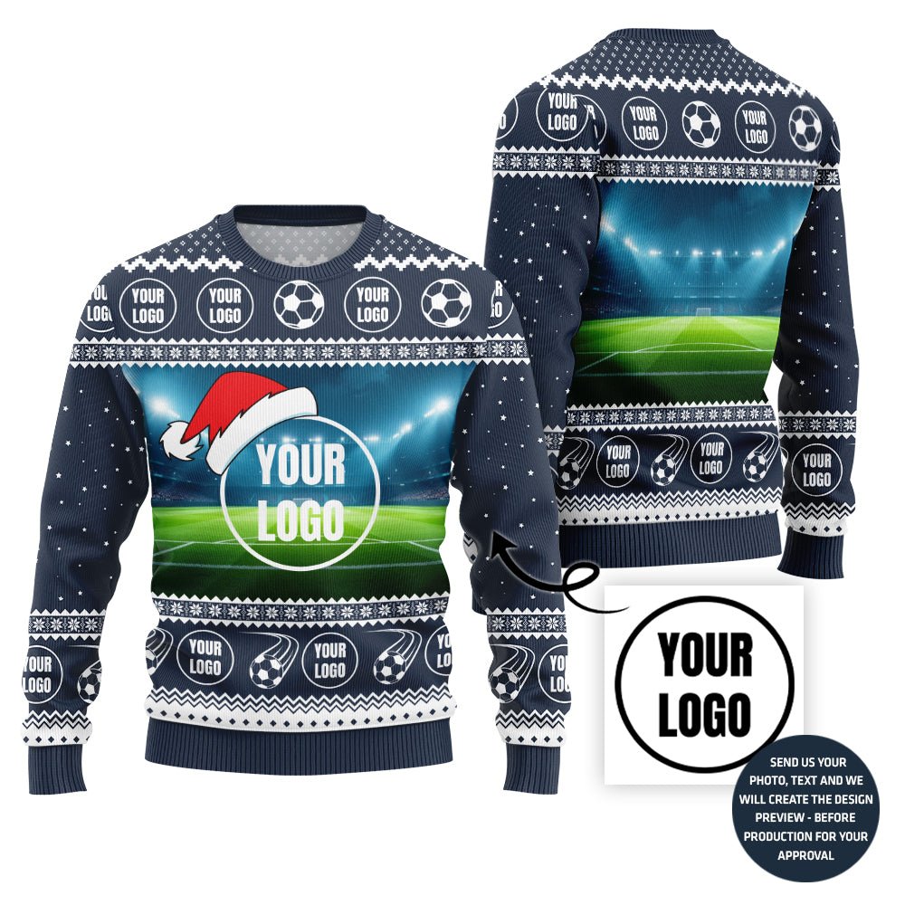 Custom Logo Soccer Team Ugly Christmas Sweater