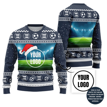Custom Logo Soccer Team Ugly Christmas Sweater