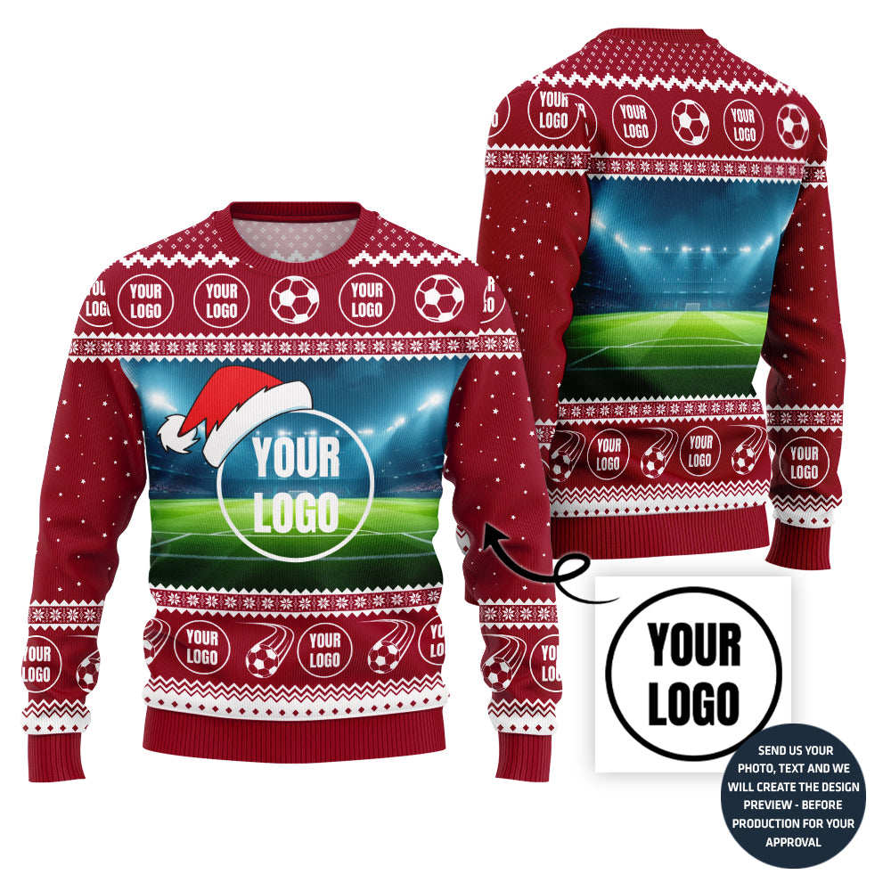 Custom Logo Soccer Team Ugly Christmas Sweater