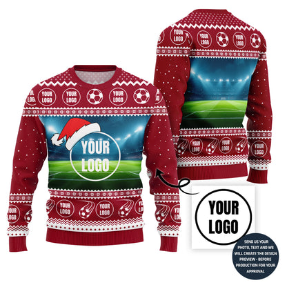 Custom Logo Soccer Team Ugly Christmas Sweater