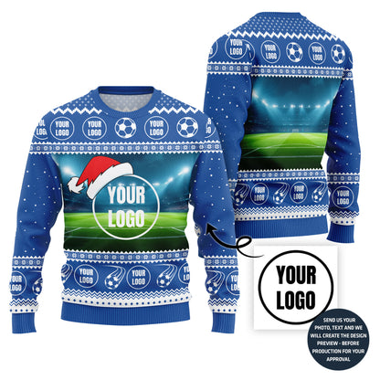 Custom Logo Soccer Team Ugly Christmas Sweater