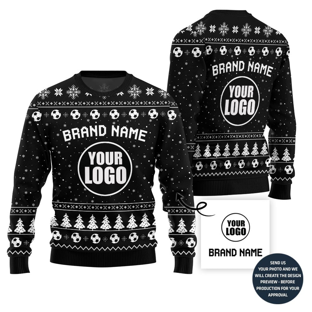 Logo And Text Custom Football Team Christmas Sweater