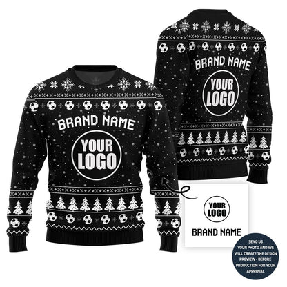 Logo And Text Custom Football Team Christmas Sweater