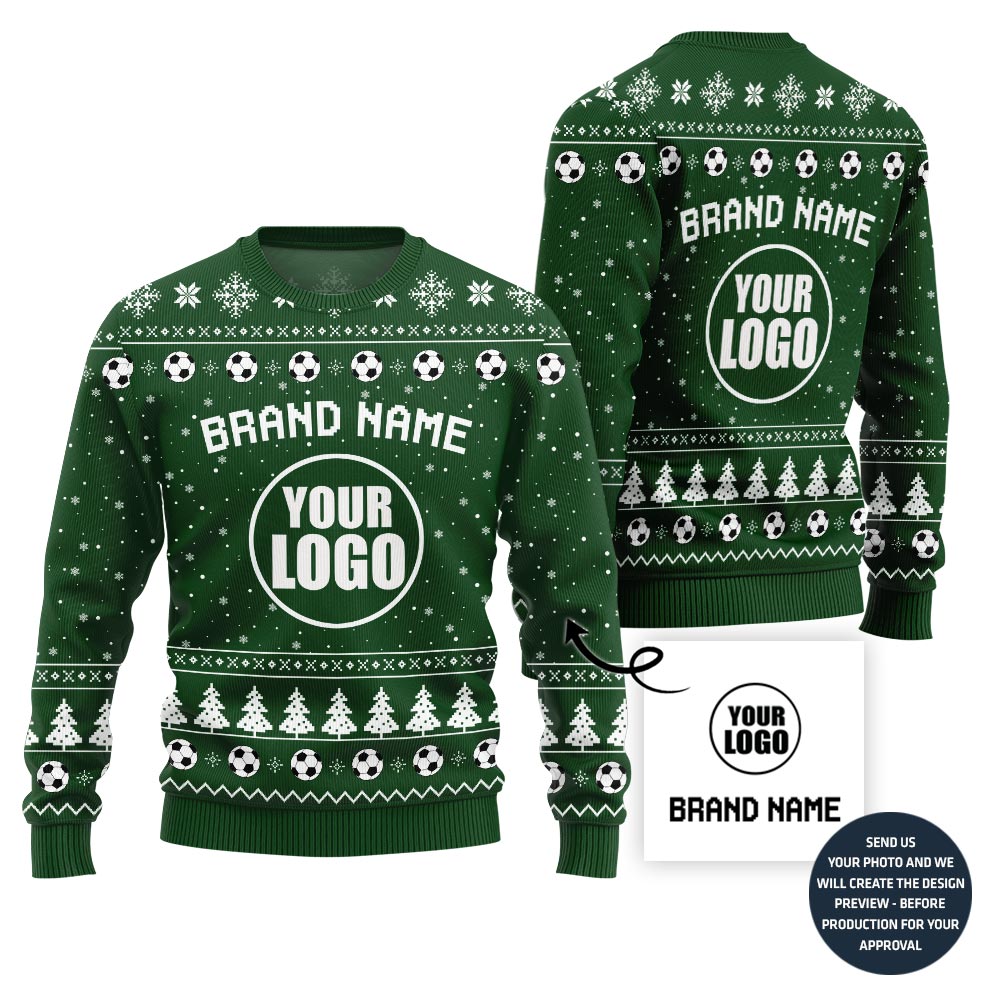 Logo And Text Custom Football Team Christmas Sweater