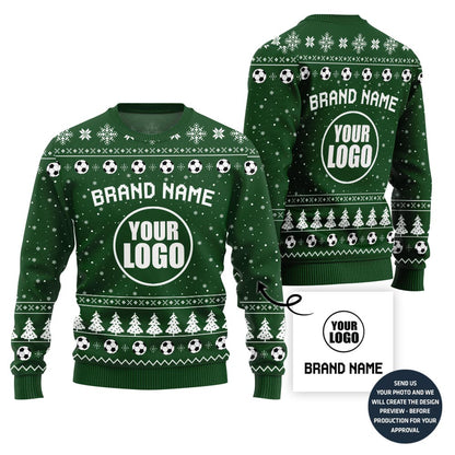 Logo And Text Custom Football Team Christmas Sweater