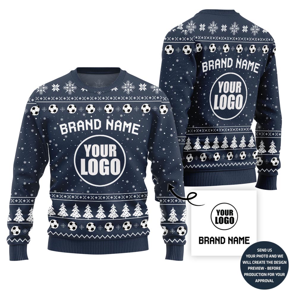 Logo And Text Custom Football Team Christmas Sweater