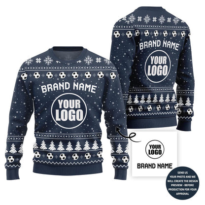 Logo And Text Custom Football Team Christmas Sweater