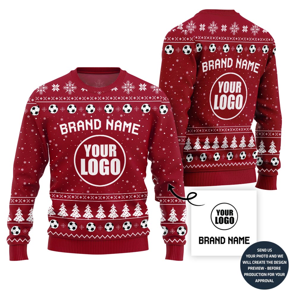 Logo And Text Custom Football Team Christmas Sweater