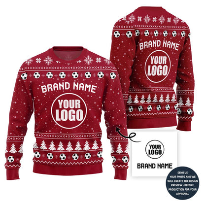 Logo And Text Custom Football Team Christmas Sweater