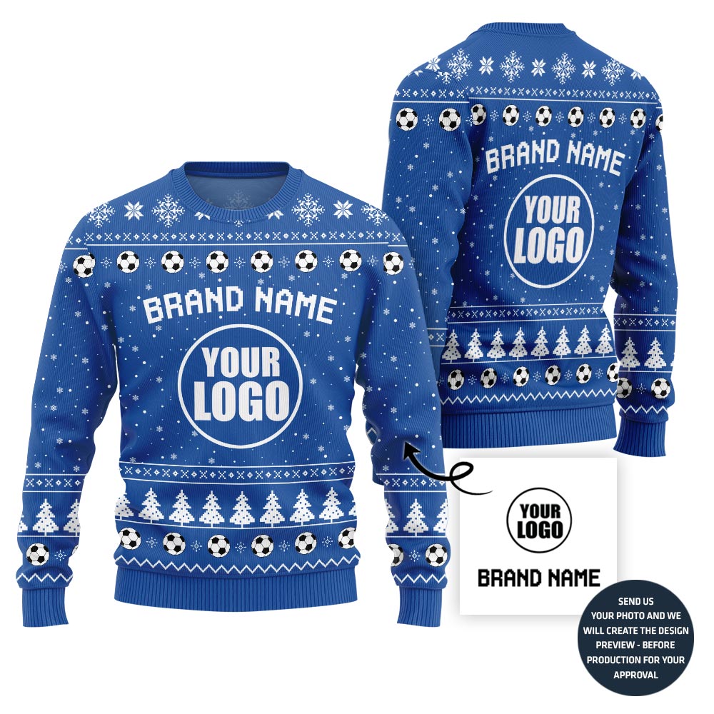 Logo And Text Custom Football Team Christmas Sweater