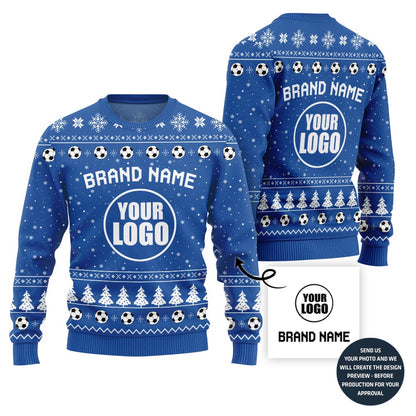 Logo And Text Custom Football Team Christmas Sweater