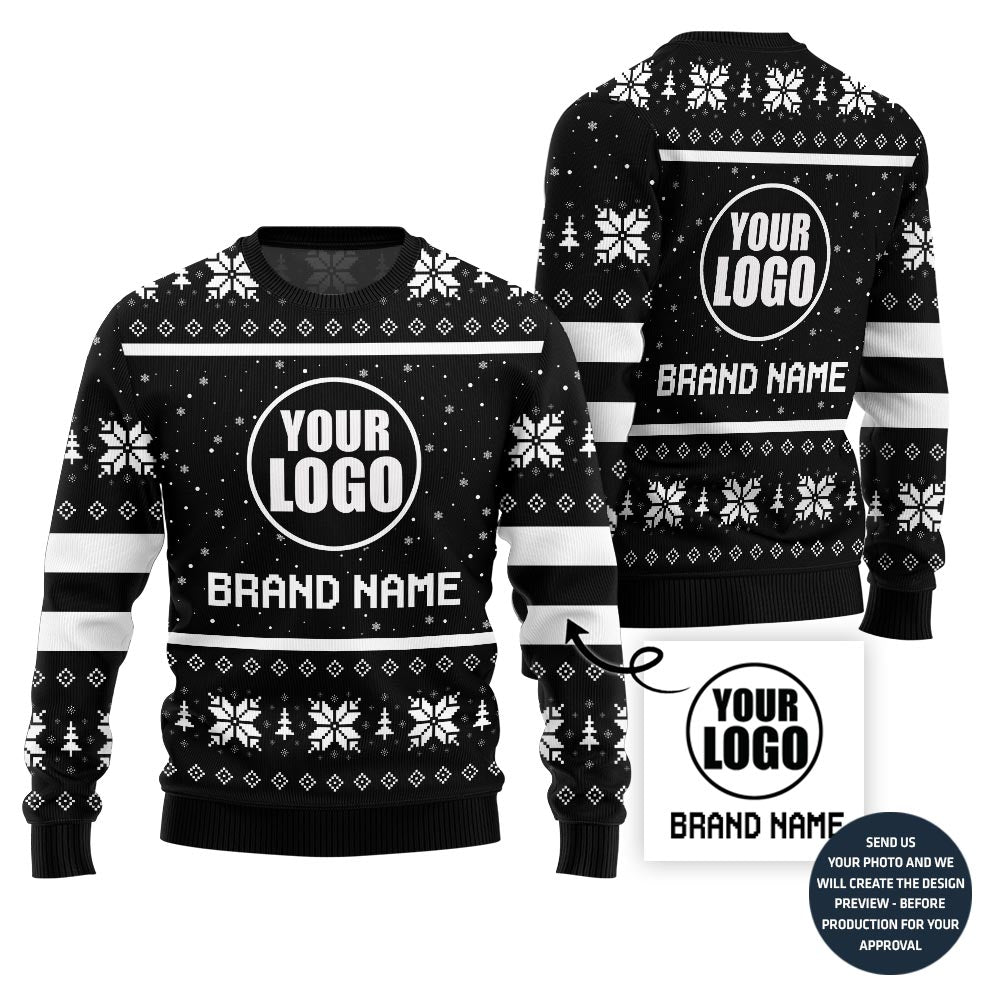 Custom Logo And Company Name Ugly Christmas Sweater