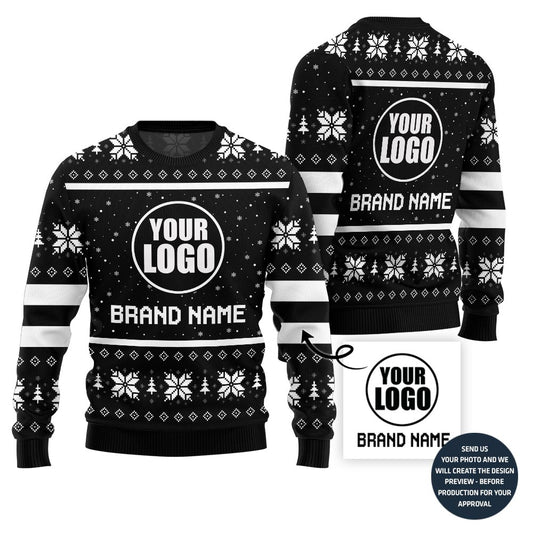Custom Logo And Company Name Ugly Christmas Sweater