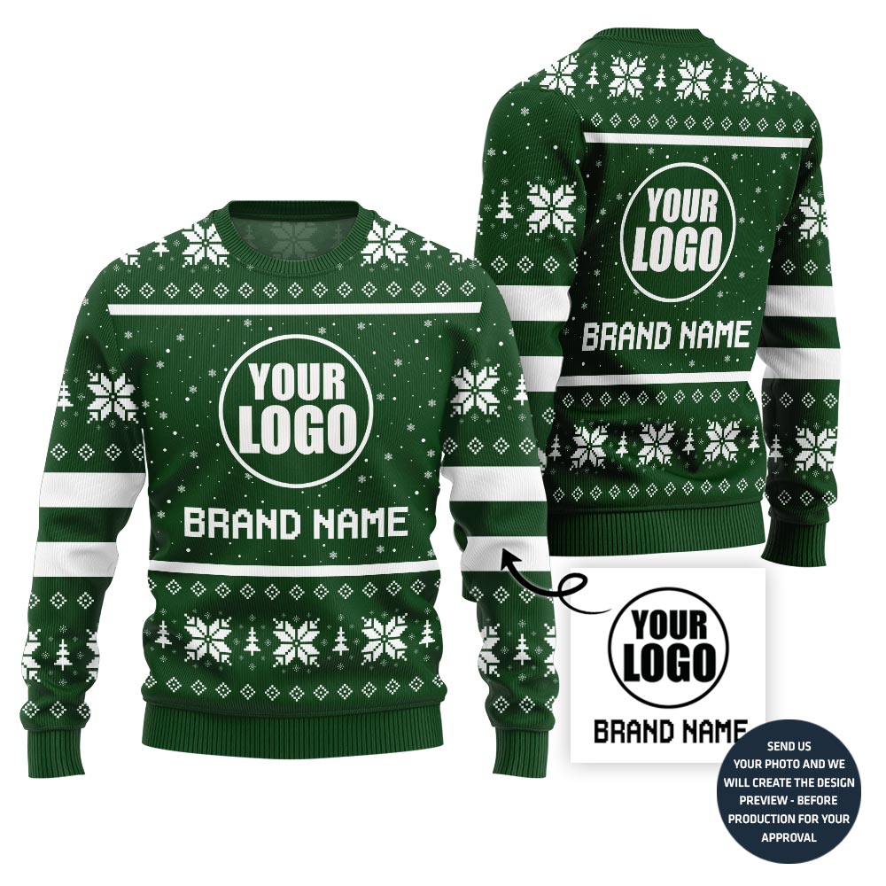 Custom Logo And Company Name Ugly Christmas Sweater