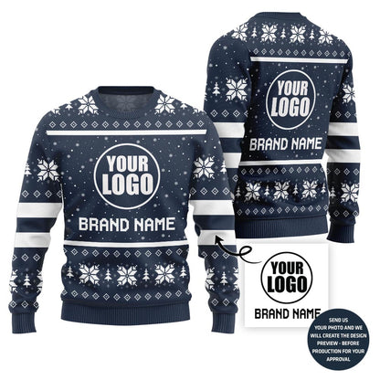 Custom Logo And Company Name Ugly Christmas Sweater