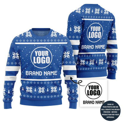Custom Logo And Company Name Ugly Christmas Sweater